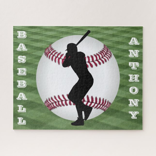 Boys Baseball Puzzle avec Son Nom! (Horizontal)