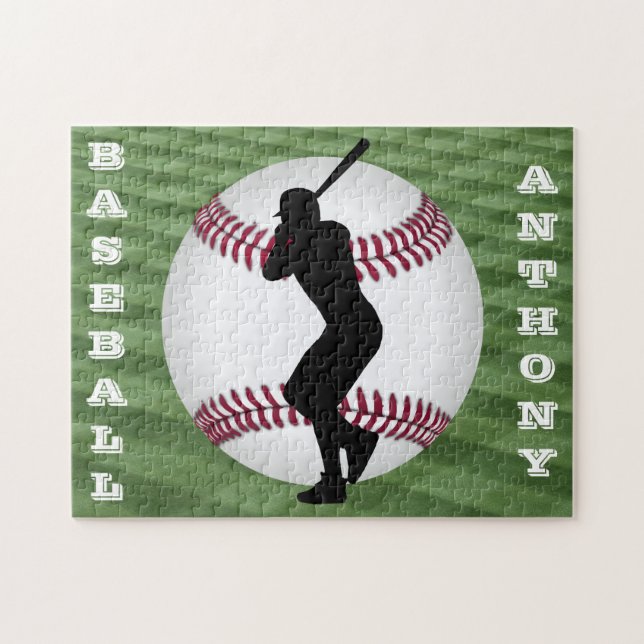 Boys Baseball Puzzle mit seinem Namen! (Horizontal)