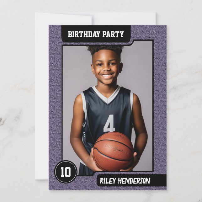 Boys Basketball Foto Geburtstagsparty Einladung (Vorderseite)