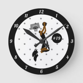 Boys Basketball Spieler Star Athletin Name & Numme Runde Wanduhr