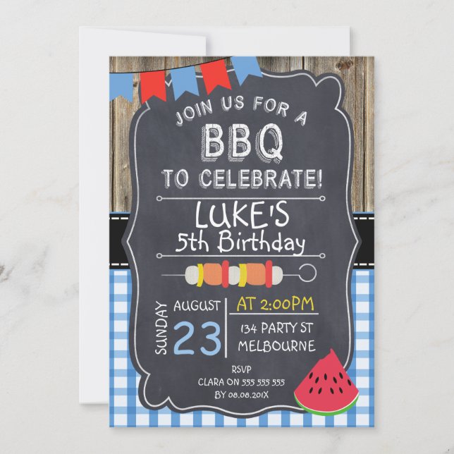 Boys BBQ Anniversaire Fête Invitation (Devant)