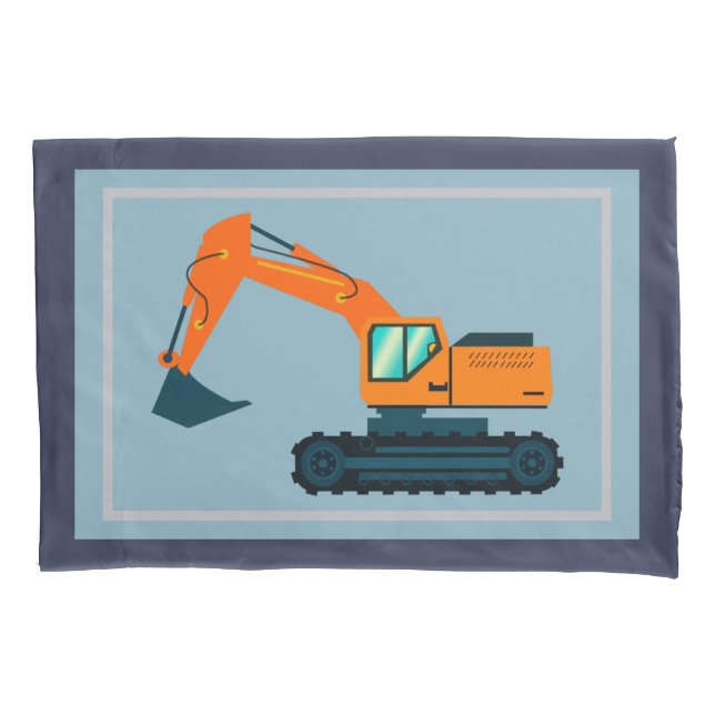 Boy's Bedroom Exavator Navy Standard Kissenbezug (Vorderseite)