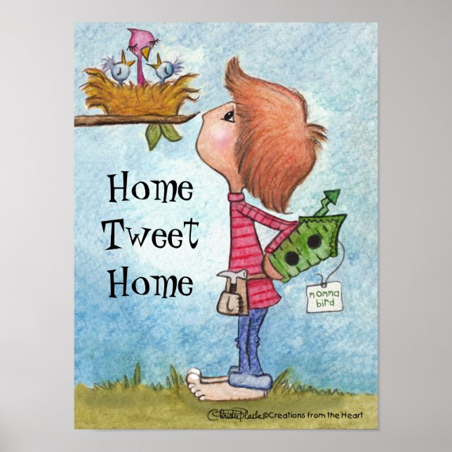 Boy's Birdhouse Gift-Zuhause Tweete Zuhause Poster (Vorne)