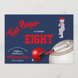 BOYS Birthday BASEBALL Einladung Red Blue jedes Al