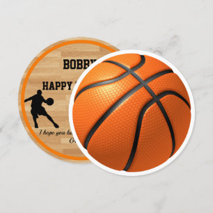 Boys Birthday Basketball Ajouter le nom Carte rond