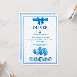 Boys Birthday Invitation - Gift Boxes & Confetti