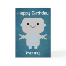 Boys Birthday Niedlich Cartoon Robot Blue