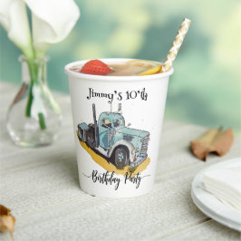 Boys Birthday Party Blue Semi Truck Pappbecher
