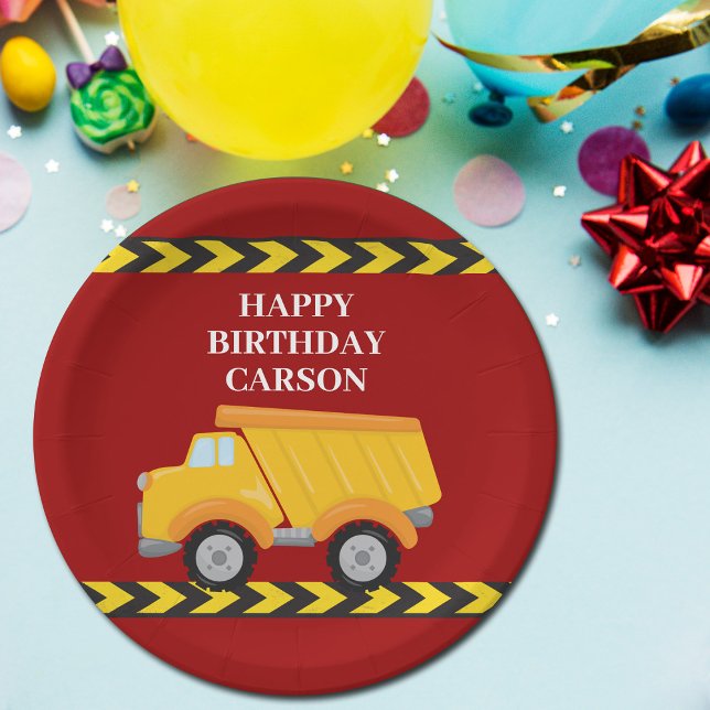 Boys Birthday Party Custom Red Dump Truck Pappteller (Von Creator hochgeladen)