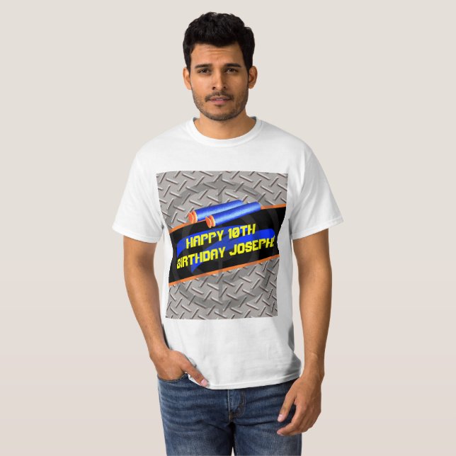 Boys Birthday Party Dart Wars Laser Tag Foam Decor T-Shirt (Vorne ganz)