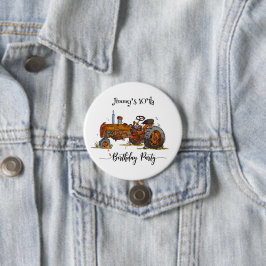 Boys birthday party with antique tractor design button