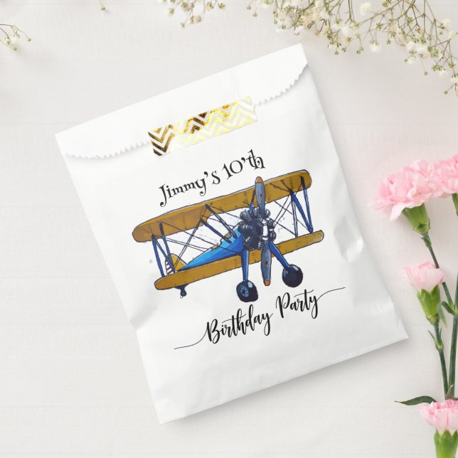 Boys birthday party with blue and yellow biplane geschenktütchen (Versiegelt)