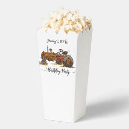 Boys birthday party with tractor design popcorn  geschenkschachtel