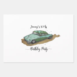 Boys birthday party with two toned sedan geschenkpapier set