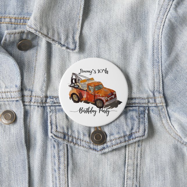Boys Birthday Party with Wrecker Button (Beispiel)