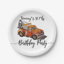 Boys birthday party with wrecker pappteller