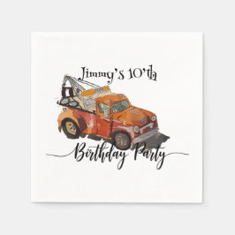Boys birthday party with wrecker serviette
