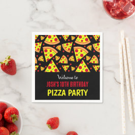 Boys Birthday Pepperoni Pizza Gemustertes Party Serviette