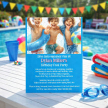 Boys Birthday Pool Party Einladung Flyer