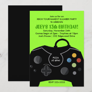 BOYS Birthday Video Game Station Party Einladung