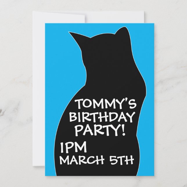 BOYS BLACK CAT BIRTHTAY PARTY INVITATIONEN EINLADUNG (Vorderseite)