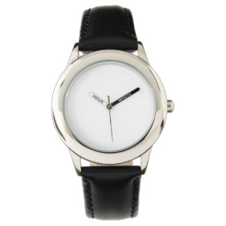 Boys Black Leather Strap Watch Armbanduhr
