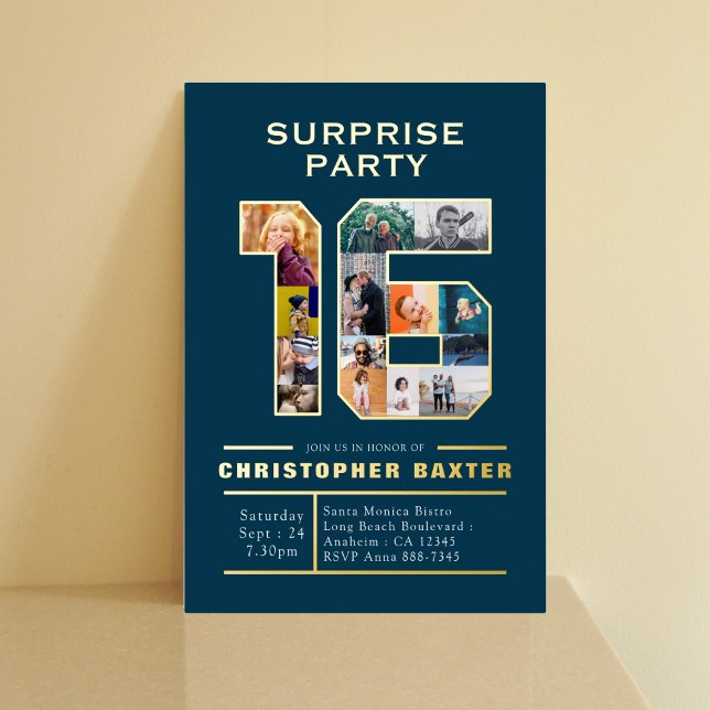 Boys Blue 16. Geburtstags-Foto Folieneinladung (Von Creator hochgeladen)