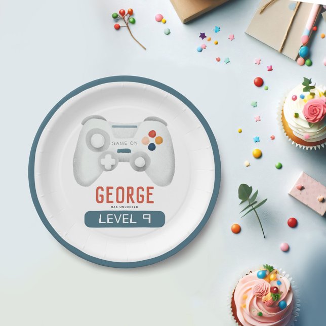 Boys Blue Cool Gaming Kindergeburtstag Pappteller (Von Creator hochgeladen)