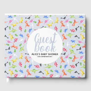 Boys Blue Dinosaur Pattern Baby Dusche Gästebuch