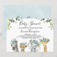 Boys Blue Floral Safari Tiere Kinderdusche