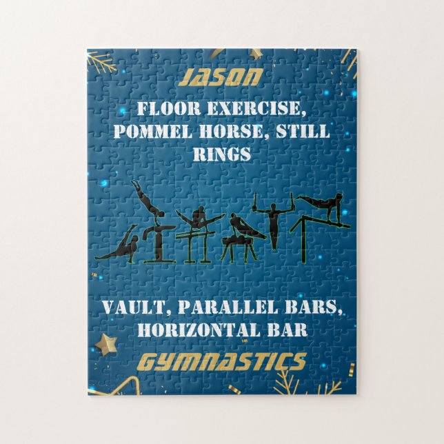 Boys Blue Gold Winter Gymnastik Personalisiert (Vertikal)