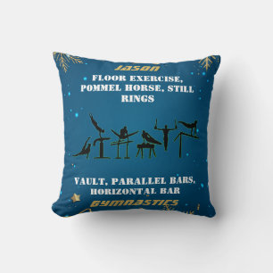 Boys Blue Gold Winter Gymnastik Personalisiert Kissen