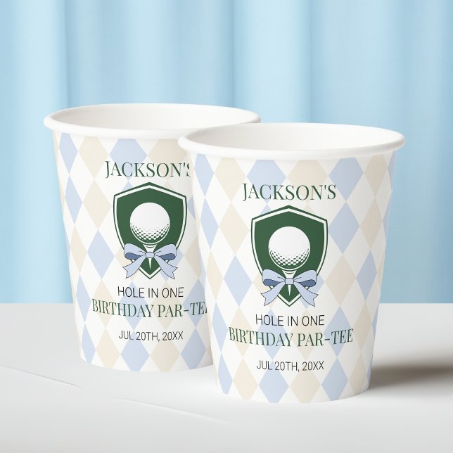 Boys Blue Golf Hole in einem Niedlichen 1. Geburts Pappbecher (Boys Blue Golf Hole In One Cute 1st Birthday Party Paper Cups)