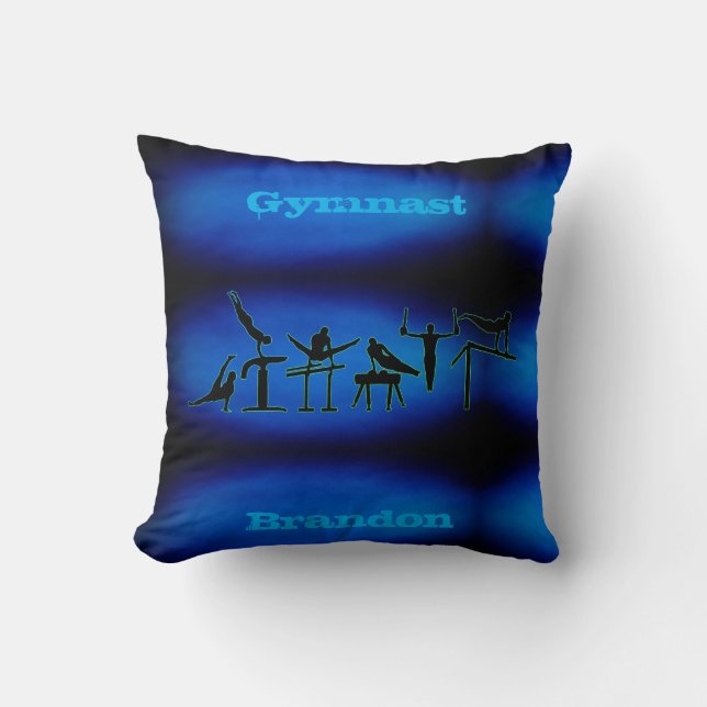 Boys Blue Gymnastics Kissen mit seinem Namen! (Vorderseite)