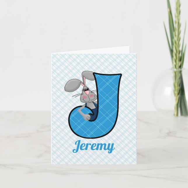 Boys Blue Jackrabbit Mit Monogramm Letter J Blank (Vorderseite)