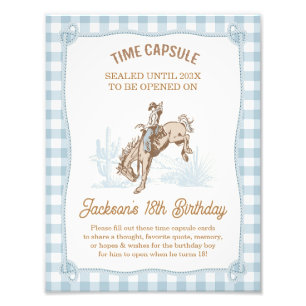 Boys Blue Kariert Cowboy 1. Rodeo Time Kapselunter Fotodruck