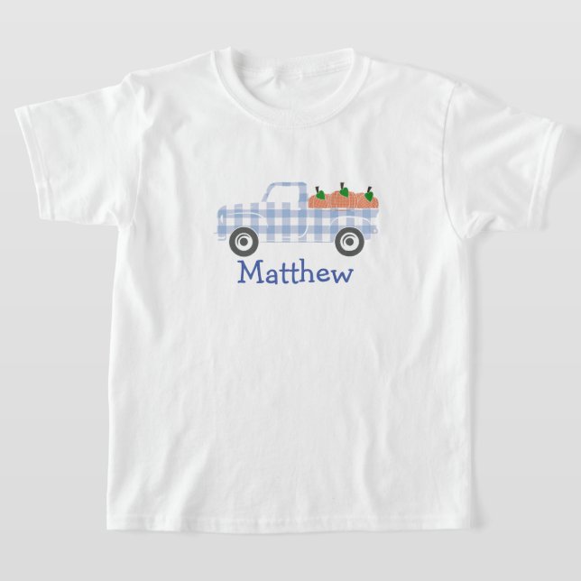 Boys Blue Kariert Truck mit Pumpkins T-Shirt (Ablage )