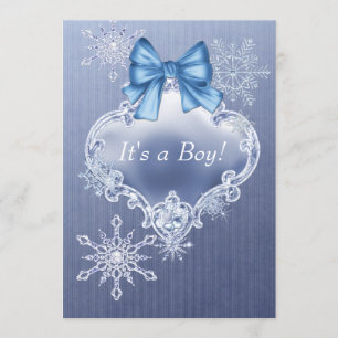 Boys Blue Snowflake Winter Wonderland Baby Shower Einladung
