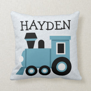 Boys Blue Train Pillow Kissen