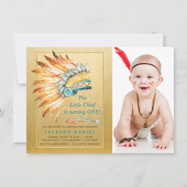 Boys Boho Birthday Party Tribal Einladung (Vorderseite)