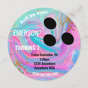 Boys BOWLING BALL, Bowling, Glow Geburtstagsparty Einladung