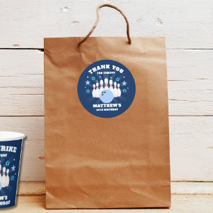 Boys Bowling Birthday Party Danke Runder Aufkleber