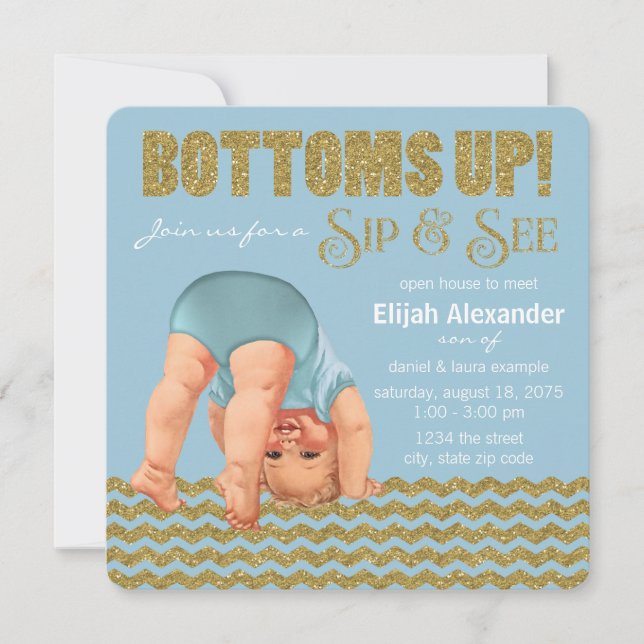 Boys Boys Boys Up Sip and See Einladung (Vorderseite)