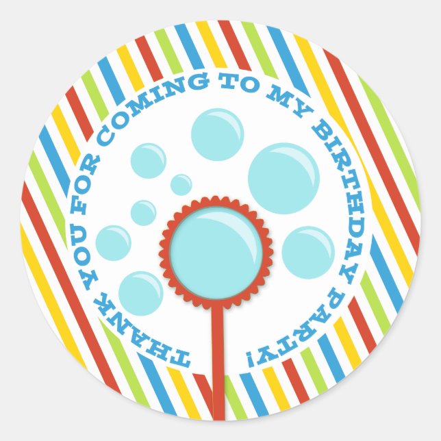 Boy's Bubble Party Vielen Dank Sticker (Vorderseite)