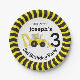 Boys building 3. Geburtstag personalisierte Platte Pappteller