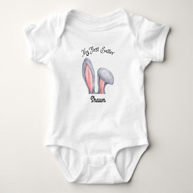 Boys Bunny Ohren mein erster Osterkarodysuit Baby Strampler (Vorderseite)