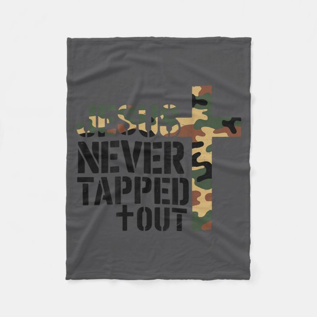 Boys Camo Christian Wrestling Jesus Never Tapped O Fleecedecke (Vorderseite)