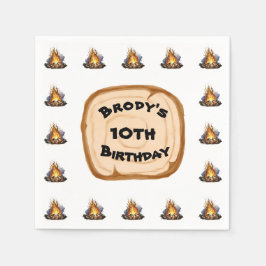 Boys Camping Adventure Birthday Bonfire Serviette