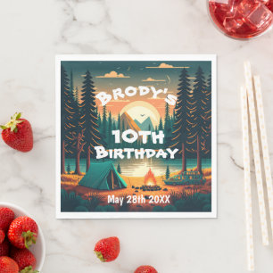 Boys Camping Adventure Birthday Serviette