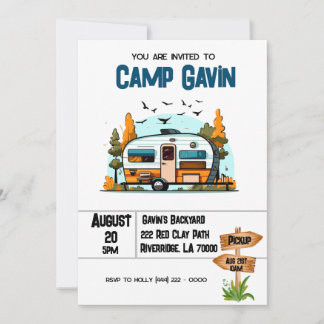 Boys Camping Adventure Birthday Slumber Party  Einladung